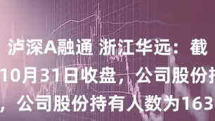 泸深A融通 浙江华远：截至2025年10月31日收盘，公司股份持有人数为16331户